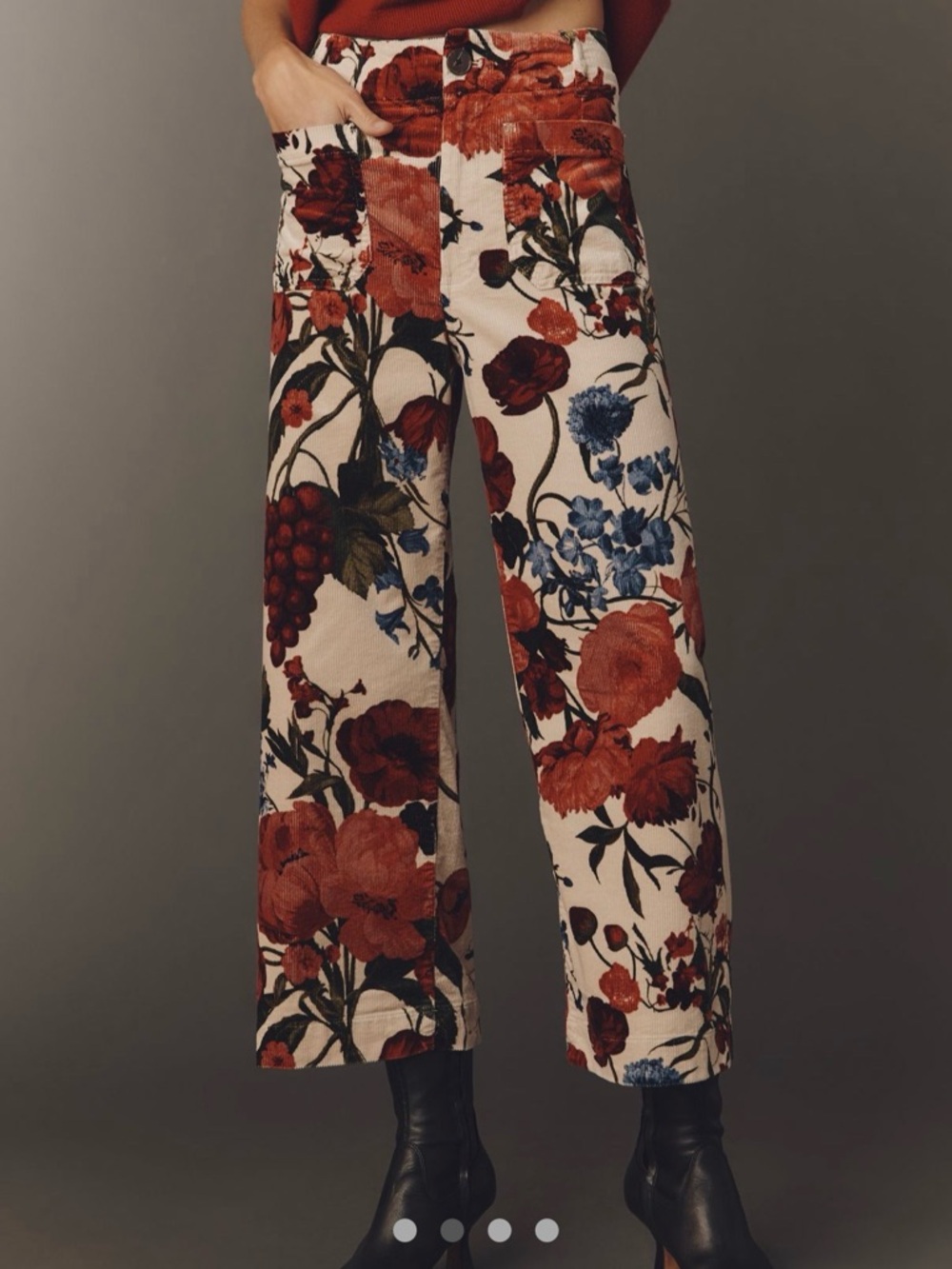 Anthropologie Colette Corduroy Crop Wide-Leg Pant Maeve floral pants 18w plus